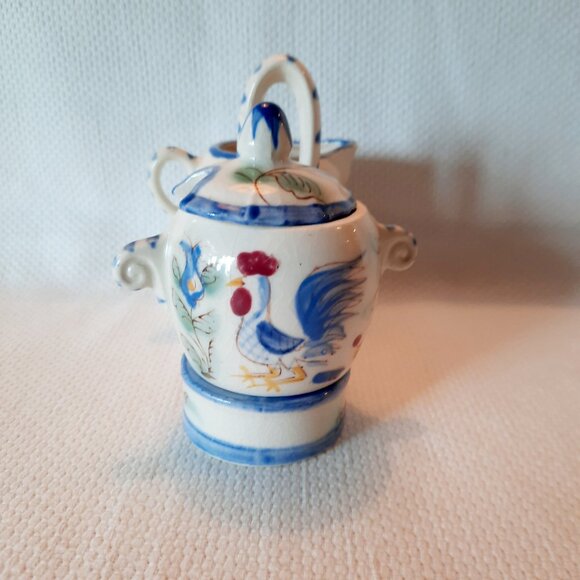 Vintage Nasco Blue Rooster Creamer and Sugar Bowl Set - Picture 5 of 8
